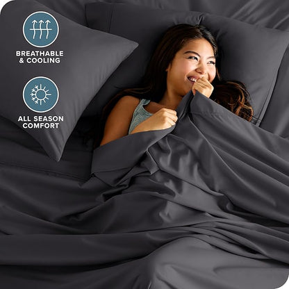 Bare Home Twin XL Sheet Set - 1800 Ultra-Soft Microfiber Twin Extra Long Bed Sheets - Double Brushed - Deep Pockets - Easy Fit - 3 Piece Set - Bedding Sheets & Pillowcases (Twin XL, Forged Iron Grey)