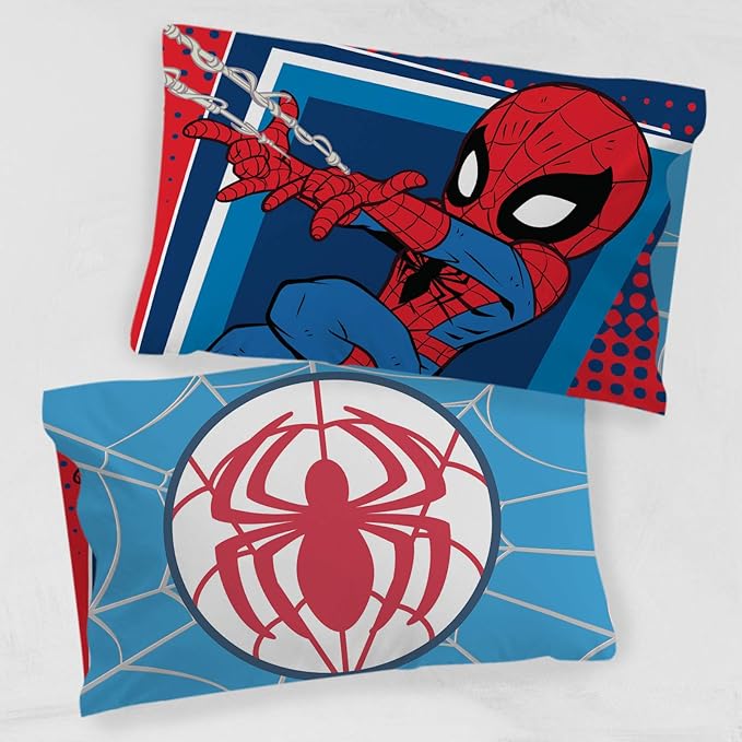 Jay Franco Marvel Super Hero Adventures Go Spidey 1 Pack Pillowcase - Double-Sided Kids Super Soft Bedding - Features Spiderman