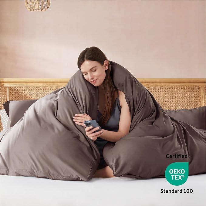 Nestl Chocolate Brown California King Duvet Cover Sets - Soft Double Brushed Cal King Duvet Cover, 3 Piece, with Button Closure, 1 Duvet Cover 104x98 inches and 2 Pillow Shams
