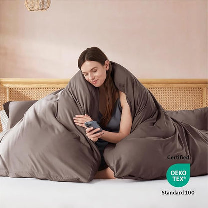 Nestl Chocolate Brown California King Duvet Cover Sets - Soft Double Brushed Cal King Duvet Cover, 3 Piece, with Button Closure, 1 Duvet Cover 104x98 inches and 2 Pillow Shams