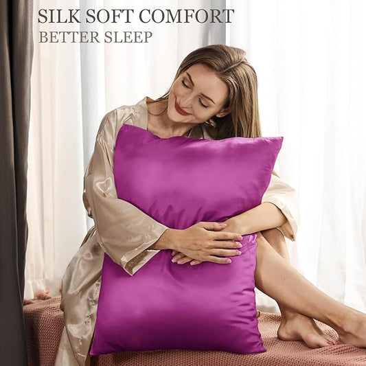 Adubor 100% Silk Pillowcase - Mulberry Silk Pillow Cases, 22 Momme 6A Grade Fibers, Silk Pillow Case for Hair and Skin Health, with Hidden Zipper (Queen 20''x30'', Dark Purple, 1PC)