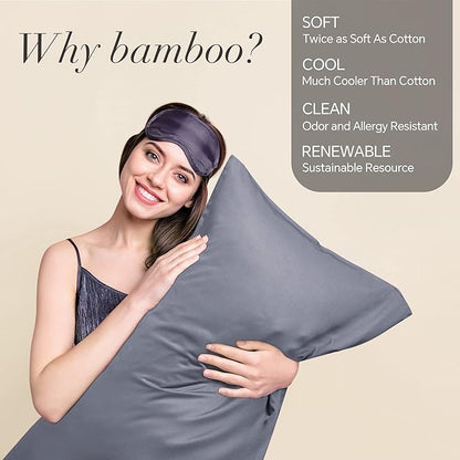 BEDELITE Pillow Cases Standard Size Set of 2, Rayon Derived from Bamboo, Cooling Pillow Cases for Hot Sleepers & Night Sweats, Breathable and Silky Soft Envelope Pillowcases(Grey, 20"x26")