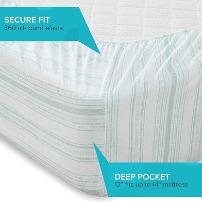 Comfort Spaces 100% Cotton Sheet Set Breathable, Lightweight, Soft with 12" Elastic Pocket Fits up to 14" Mattress, All Season Cozy Bedding, Matching Pillow Case, Twin XL Good Vibes 3 Piece