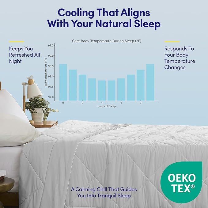 Oversized Cooling Comforter King/California King – Reversible Diamond-Quilted Comforter with Elegant Trim – Lightweight Breathable Blanket for Hot Sleepers, Night Sweats & All-Season Comfort, Silver