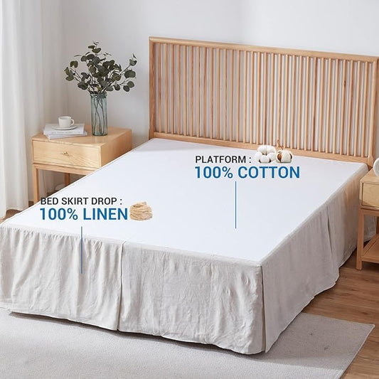 Simple&Opulence Premium Linen Bed Skirt Basic Style 18 inch Tailored Drop Dust Proof Easy Fit Breathable (18'' Basic-Linen, King)