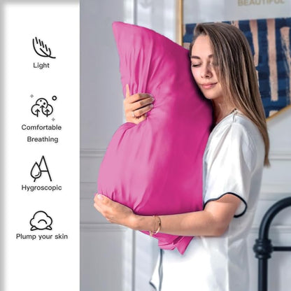 Mulberry Silk Pillowcase for Hair and Skin Pillow Case with Hidden Zipper Soft Breathable Smooth Cooling Silk Pillow Covers for Sleeping (Hot Pink, King,1Pcs)