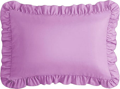 KKJIAF Ruffle Body Pillow Cases Set of 1, Ruffled Pillow Covers with Envelope Closure, Wrinkle Resistant Ruffled Long Pillow Shams 20" x 54", Lavender