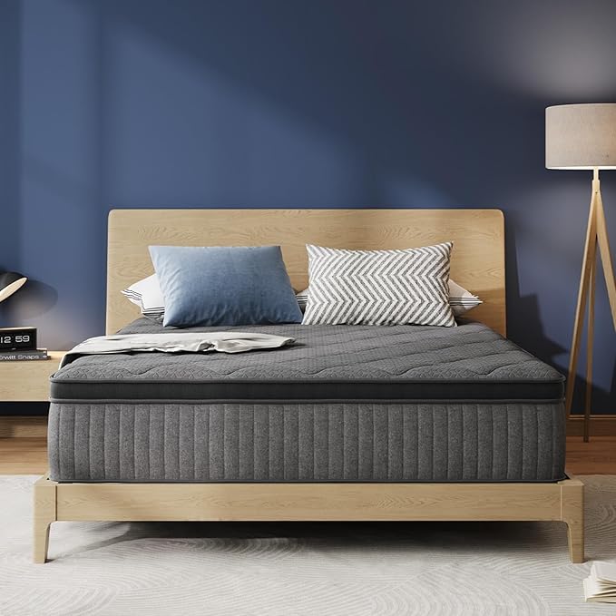 Avenco Queen Mattress, 14 Inch Queen Size Mattress in a Box, Medium Firm Hybrid Mattresses with Smarts™ Coil and Gel Memory Foam for Cool Night Sleep & Pressure Relief, CertiPUR-US Certified