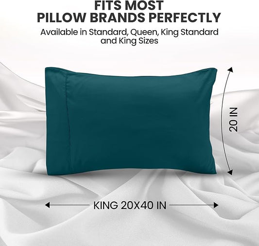 Utopia Bedding Pillow Cases King Size 2-Pack – Soft Brushed Microfiber – Envelope Closure – Perfect for Hospitals, Hotels, Guest Rooms – Oeko-TEX Certified, 20x40 Inches (Teal)