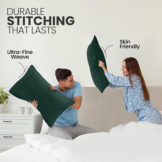 Utopia Bedding Standard Pillow Cases - 2 Pack - Envelope Closure - Soft Brushed Microfiber Fabric - Shrinkage and Fade Resistant Pillow Covers Standard Size 20 X 26 Inches (Standard, Emerald)