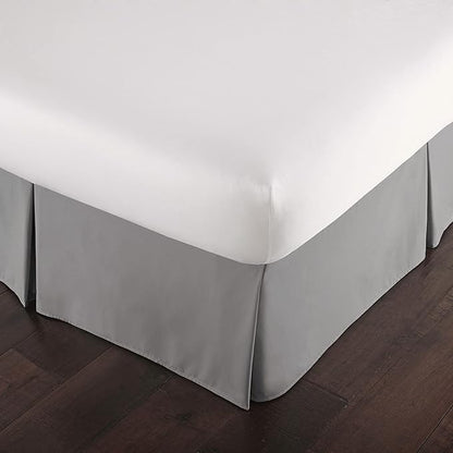 Southshore Fine Living, Inc. Twin Bed Skirt - 14" Drop, Luxury Pleated Bed Skirts, Twin Bedding Dust Ruffle, Twin Size Bed Skirting, Steel Grey