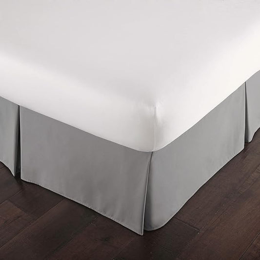 Southshore Fine Living, Inc. Twin Bed Skirt - 14" Drop, Luxury Pleated Bed Skirts, Twin Bedding Dust Ruffle, Twin Size Bed Skirting, Steel Grey
