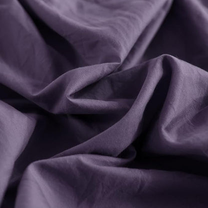 NEXHOME PRO 100% Washed Cotton Duvet Cover Twin Size, Ogranic Natural Linen Feel Breathable Bedding Set with Zipper Closure, 2 Pieces Duvet Cover Set Eggplant (No Comfortert) 6890
