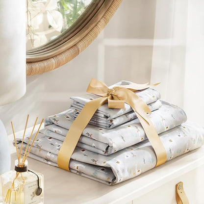 Comfort Spaces 100% Cotton Sheet Set Breathable, Lightweight, Soft with 14" Elastic Pocket Fits up to 16" Mattress, All Season Cozy Bedding, Matching Pillow Case, Cal King Lama Multi 4 Piece
