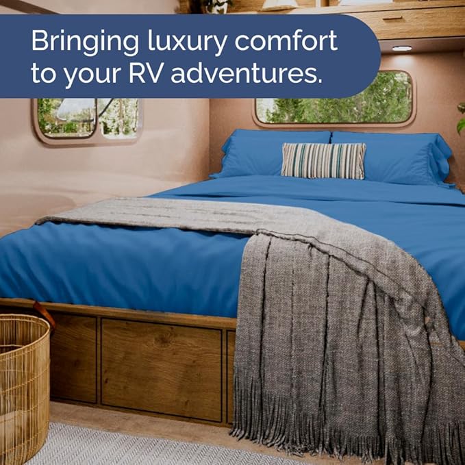 Short Queen Size 4 Piece Sheet Set - RV Short Queen, Soft, Breathable & Cooling Bed Sheets Set w/ Deep Pockets - Hotel Luxury Bedding for Women, Men, Kids, Teens, Boys & Girls - Oeko-Tex - Royal Blue