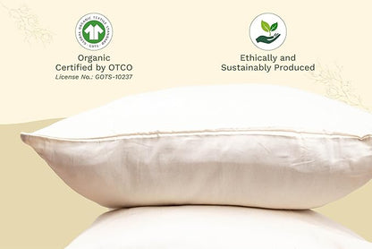 Organic Cotton Ivory King Pillowcases - 100% GOTS Certified Organic Cotton, Chemical-Free, 400 Thread Count, Unbleached, Undyed, Hypoallergenic, 21"x40" Cooling King Size Pillowcases (Ivory - King)