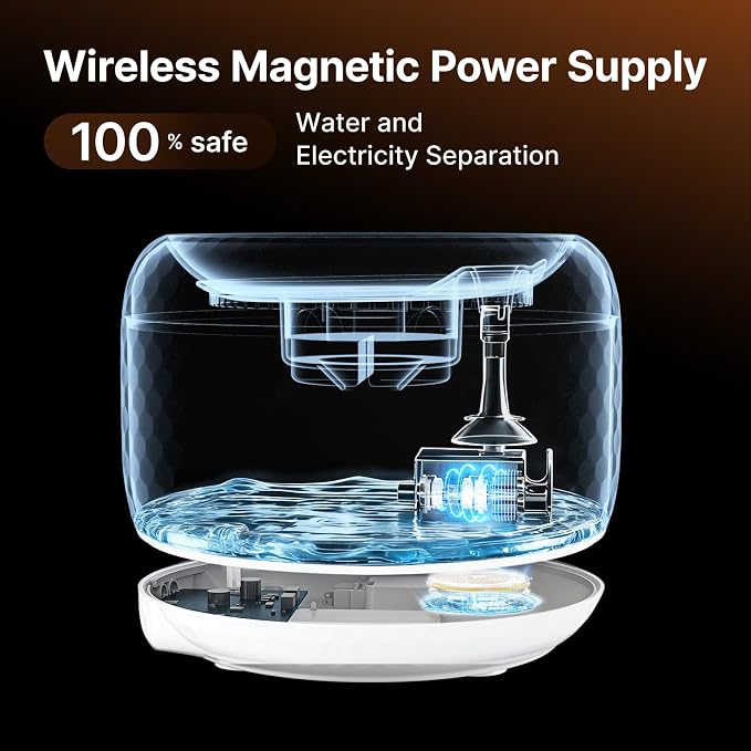 Red Dot Award Wireless Cat Water Fountain 1.8L/60oz, 145° Sensor Fountain with 5000mAh Battery, Silent Pump, Water-Electric Separation & Low Water Auto Shut Off for Cats Dogs
