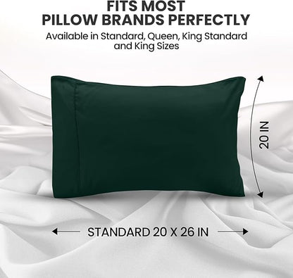 Utopia Bedding Standard Pillow Cases - 2 Pack - Envelope Closure - Soft Brushed Microfiber Fabric - Shrinkage and Fade Resistant Pillow Covers Standard Size 20 X 26 Inches (Standard, Emerald)