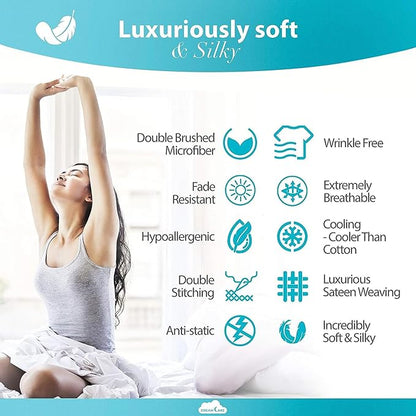 DREAMCARE Full Size Sheets Set - 6 Pcs Deep Pocket Cooling Bed Sheets - Soft, Long Lasting 100% Brushed Microfiber with Side Pocket (Sage Green, Full)