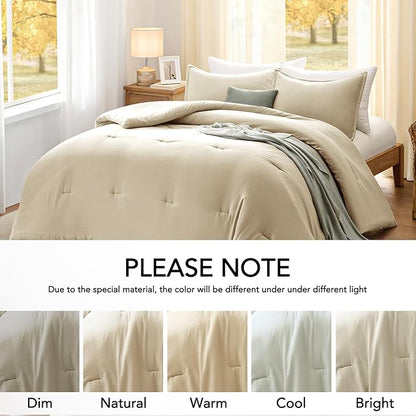Oversized Queen Comforter Set Linen, Extra Length Fit for Thick Mattresses,3PCS Bedding Comforter for All Season, Oversized Queen Size(98''×98'' Comforter & 2 Pillowcases)