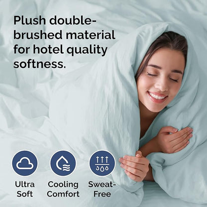 Duvet Cover Twin/Twin XL Size Set - Extra Soft Twin/Twin XL Duvet Cover 68" x 90" with 1 Pillow Sham - Hotel Luxury, Easy Care, Fade Free with Zipper Closures & Ties - Comfy & Breathable (Ice Blue)