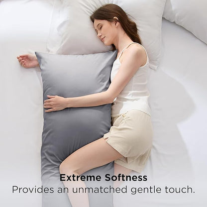Bedsure Body Pillow Cover - Silver Grey Long Cooling Pillow Cases, PureWoven 100% Rayon Derived from Bamboo, Cool Body Pillowcase with Envelope Closure for Women, Men, 1 Pack, 20x54 Inches