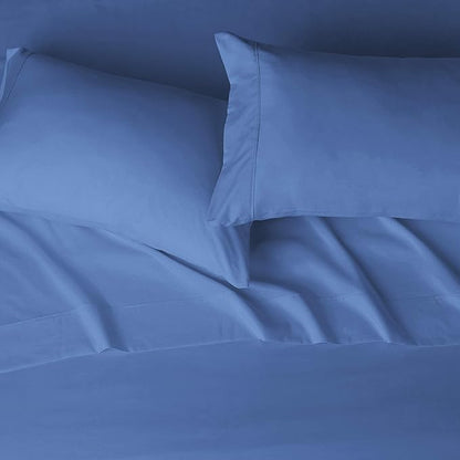 Amazon Basics Lightweight Breathable, Wrinkle Resistant Microfiber 4-Piece Bed Sheet Set with 14-Inch Deep Pockets, Full, Dutch Blue, Solid