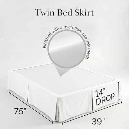 Southshore Fine Living, Inc. Twin Size Bed Skirt, 14-Inch Drop Pleated Bed Skirt for Twin Mattress, Dust Ruffle for Twin Size Bed, Bright White