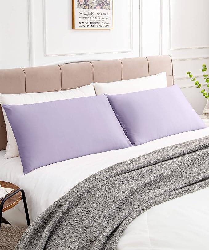 Warmstar Cotton Pillow Cases King Size Set of 2, 600 Thread Count Pillowcases 20x36 Inches, Soft Long Staple Cotton Pillowcases Breathable with Envelope Closure,Lavender