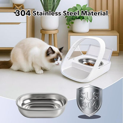 Stainless Steel Bowl for Automatic Microchip Cat Pet Feeder,2 Bowls & 1 Mat Set