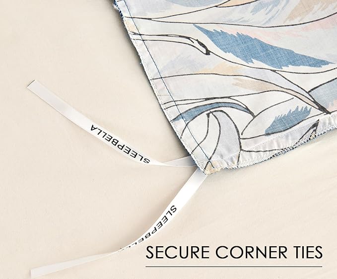 King Size Duvet Cover Set with Button Closure - Multicolor Leaves Botanical Luxury Bedding for a Comfortable Sleeping