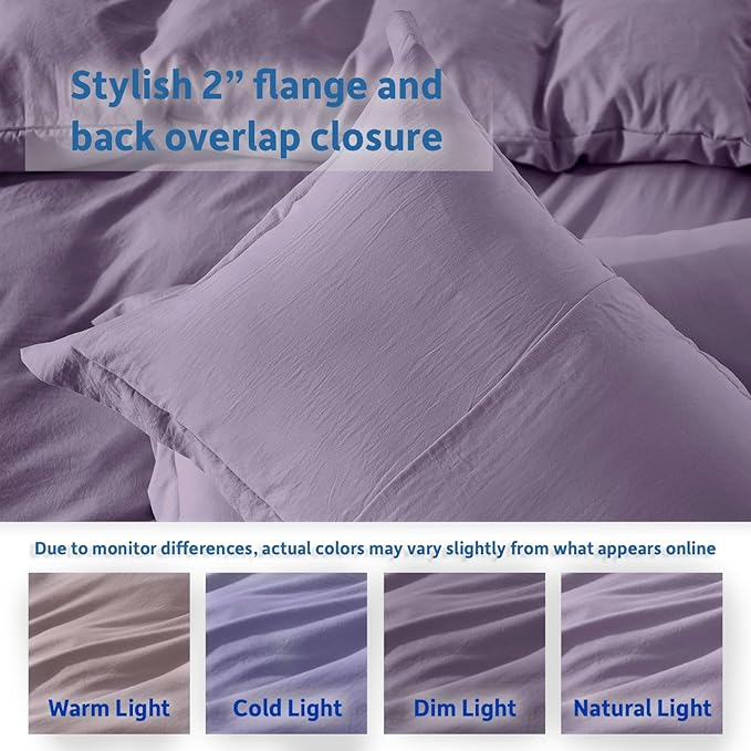Nestl Twin Duvet Cover Set - Soft Prewashed Grayish Purple Duvet Cover Twin/Twin XL, 2 Piece, with Zipper Closure, 1 Duvet Cover 68x90 inches and 1 Pillow Sham