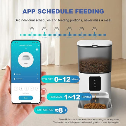 2.4G Automatic Cat Feeder, 4L WiFi Food Dispenser with 10s Voice Recorder, Pet Feeder up to 10 Meals per Day, Timed Cat Feeder with Dry Food Sealed Ring