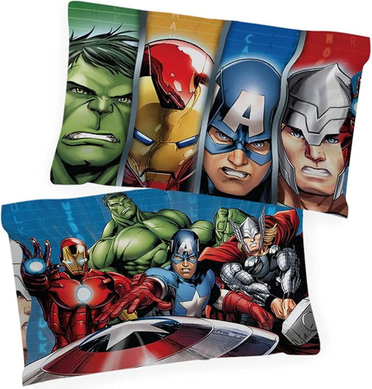 Jay Franco Marvel Avengers Halo 2 Pack Pillowcase - Double-Sided Kids Super Soft Bedding Features Captain America, Hulk, Iron Man, & Spiderman