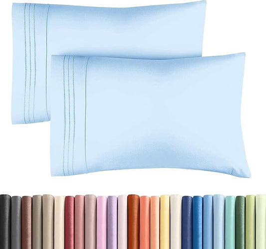 King Pillow Cases Set of 2 - Ultra Soft Hotel Quality Pillowcase Covers - Comfy, Cozy & Wrinkle Free - Shrinkage, Stain & Fade Resistant - Machine Washable Pillow Protectors - 2 Piece Set - Light Blue