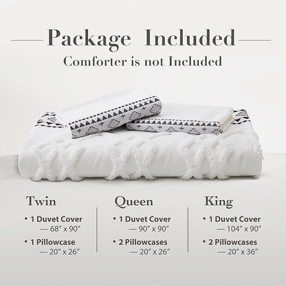 Oli Anderson Boho Duvet Cover Set Queen Size, Black and White Color Clash 3 PCS Microfiber Bedding Set, Durable and Super Soft Duvet Covers with Zipper and Ties, 90"*90"