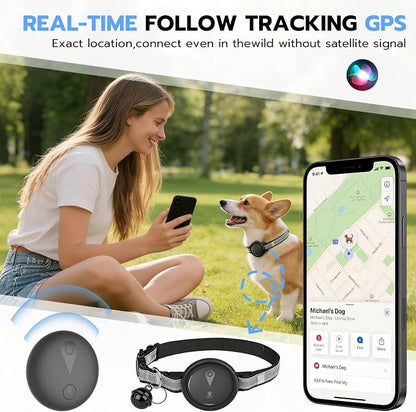 GPS Pet Tracker for Dogs & Cats, Smart Collar with Real-Time Location | No Monthly Fee, Activity Monitoring, Adjustable Reflection Strap, Find My Compatible, Lightweight Wear, Plug And Play