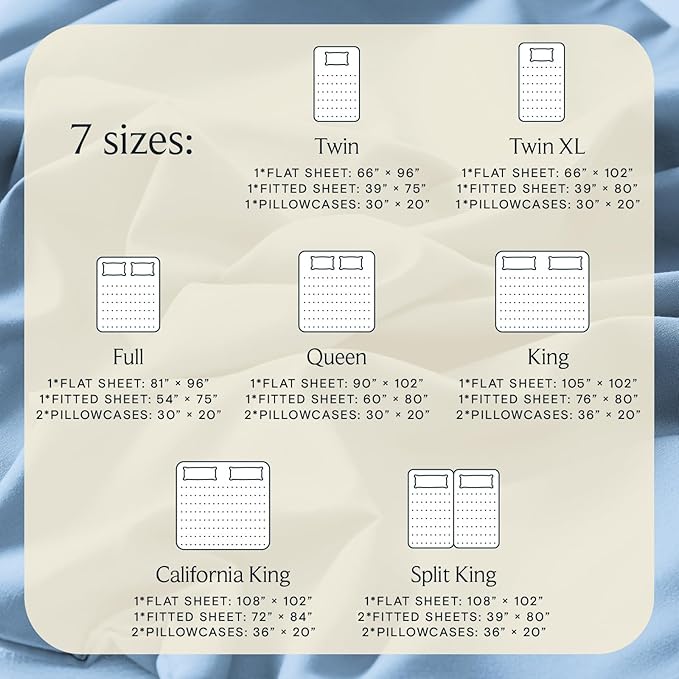 LuxClub 4 PC King Sheet Set, Breathable Luxury Bed Sheets, Deep Pockets 18" Wrinkle Free Cooling Bed Sheets Machine Washable Hotel Bedding Silky Soft - Sky King