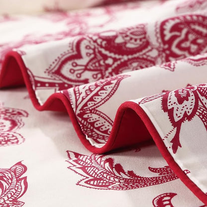 WINLIFE 100% Cotton Pillowcases 2 Pack Paisley Floral Printed Pillow Cases Set of 2 Pillow Cover (Standard 20x26'', Vintage Red)