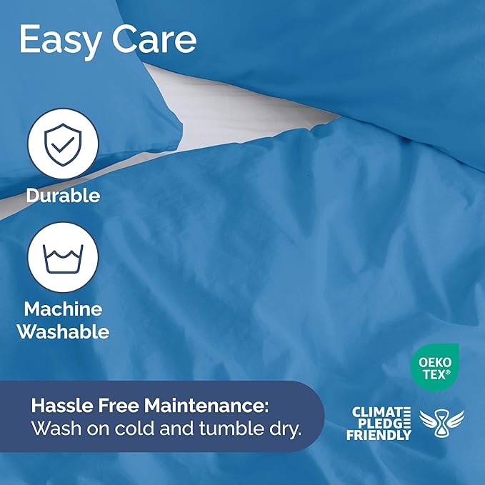 Duvet Cover Twin/Twin XL Size Set - Extra Soft Twin/Twin XL Duvet Cover 68" x 90" with 1 Pillow Sham - Hotel Luxury, Easy Care, Fade Free w/ Zipper Closures & Ties - Comfy & Breathable (Denim Blue)