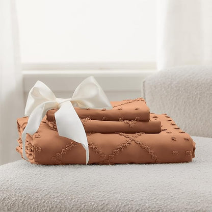Bedsure Boho Duvet Cover King Size, Burnt Orange Breathable & Soft Boho Bedding, Machine Washable Comforter Cover for All Seasons, Includes 1 Duvet Cover 104"x90" with 2 Pillow Shams & Zipper Closure