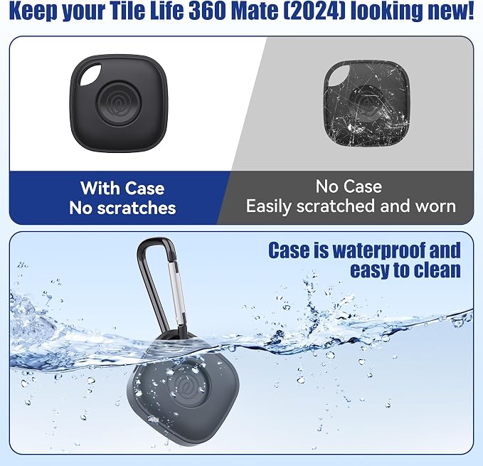 DDJ Case for Life360 Tile Mate Bluetooth Tracker with Keychain 2-Pack, Soft Silicone Cover Holder for Tile GPS Item iTag Finder Accessories with Key Ring, for Pet, Dog, Kids, Keys, Luggages, Backpacks