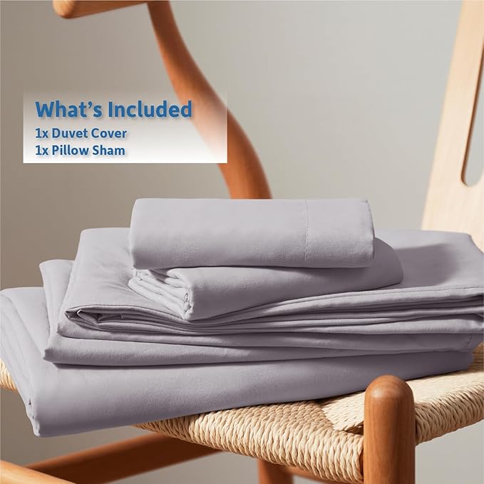 Nestl Twin Duvet Cover Set - Soft Double Brushed Grey Lavender Duvet Cover Twin/Twin XL, 2 Piece, with Button Closure, 1 Duvet Cover 68x90 inches and 1 Pillow Sham