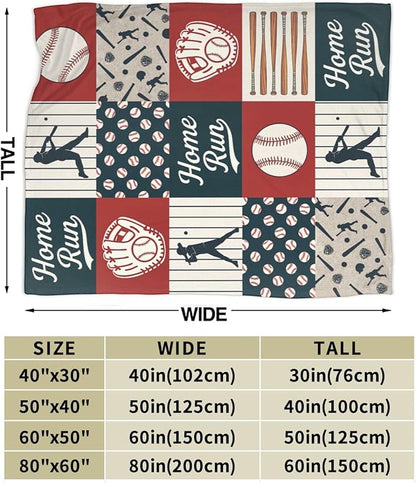 Baseball Blanket Super Soft Warm Fluffy Fleece Flannel Ball Sports Throw Blanket Cozy Fuzzy Plush Stuff Home Run Bedding Blankets Gifts for Teens Boys Kids Women Girls Adults 60"X50"