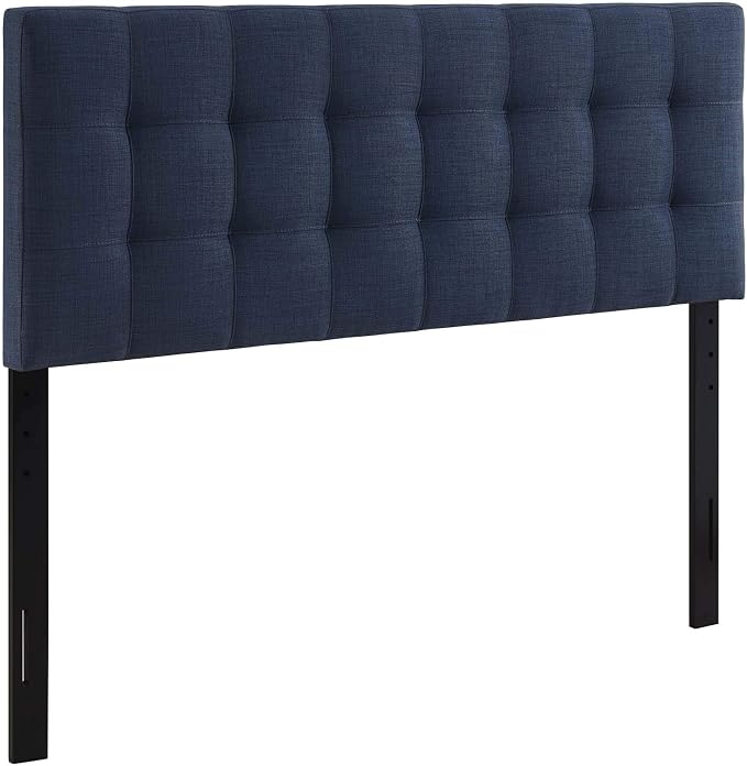 Modway Lily Tufted Linen Fabric Upholstered Full Headboard in Navy