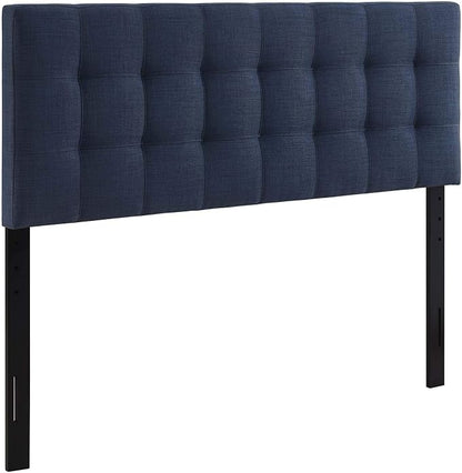 Modway Lily Tufted Linen Fabric Upholstered Full Headboard in Navy
