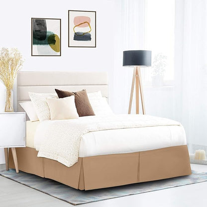 Nestl Light Brown Bed Skirt Cal King Size - Cal King Bed Skirt 14 Inch Drop - Brushed Microfiber Bed Skirts - Hotel Quality Pleated Bed Skirt - Shrinkage & Fade Resistant