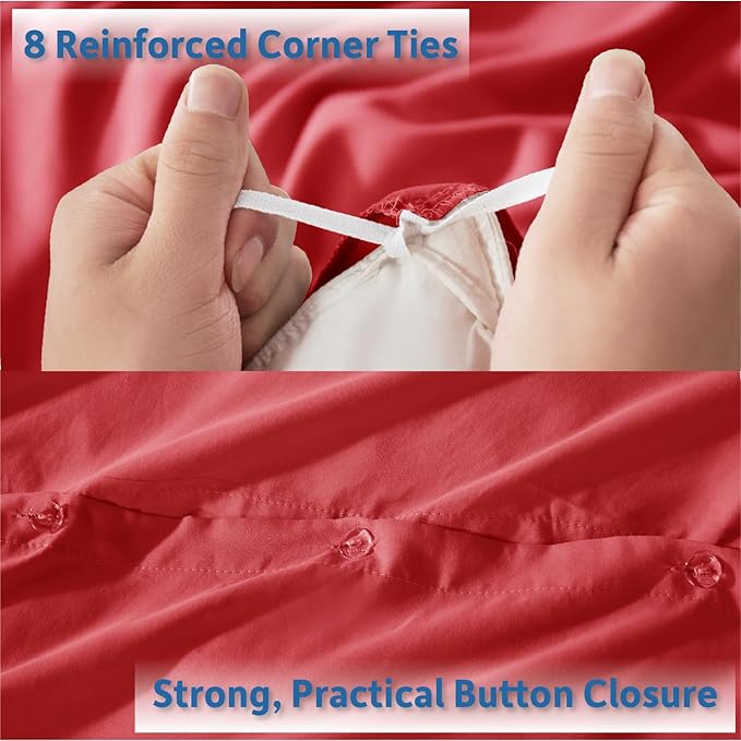 Nestl Twin Duvet Cover Set - Soft Double Brushed Red Duvet Cover Twin XL, 2 Piece, with Button Closure, 1 Duvet Cover 68x90 inches and 1 Pillow Sham