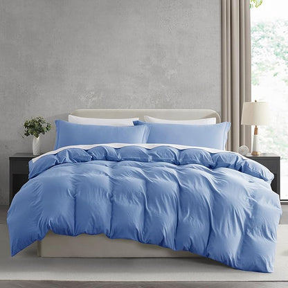 Nestl Calm Blue Duvet Cover Full Size - Soft Prewashed Full Size Duvet Cover Set, 3 Piece, with Zipper Closure, 1 Duvet Cover 80x90 inches and 2 Pillow Shams