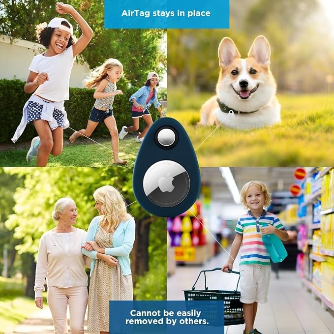 INFINITE ORBIT AirTag Holder for Kids – 2 Pack Anti-Removal Locking Case, GPS Tracker Holder Suitable for Children, Elderly, Pets & Luggage, Hidden Air Tag Pin Case (Compatible with Apple AirTag)